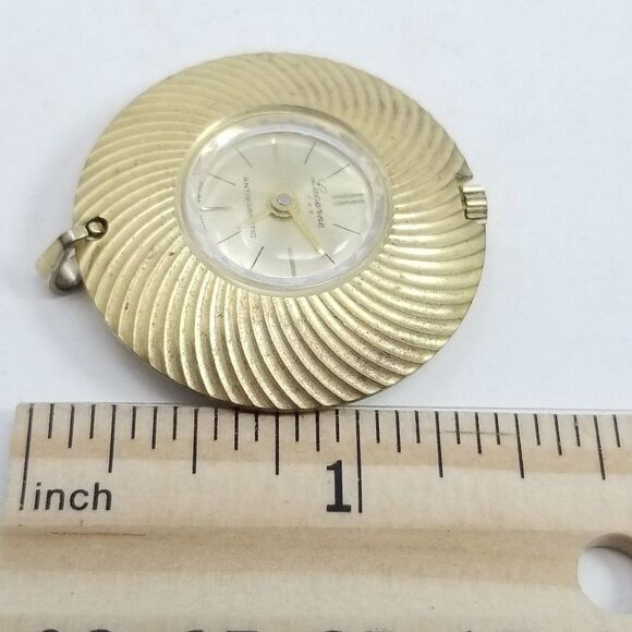 Vintage Lucerne Pendant Watch, Automatic, Gold Tone Radiant Design Case, AS IS - Picture 5 of 6